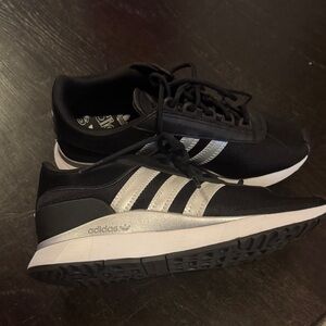 Adidas Black and Silver Athletic Shoes